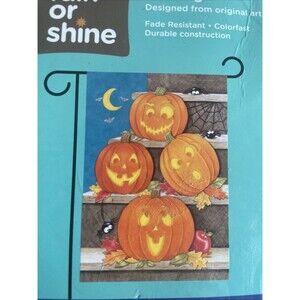 New Rain Or Shine Small Art Garden Flag 12.5”x 18” Fall Pumpkins Halloween